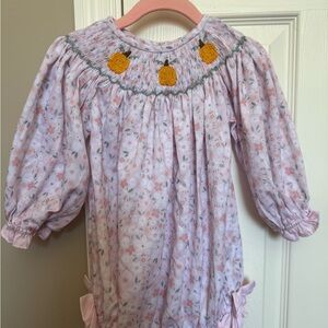 Pink Fall Pumpkin Smocked Bubble